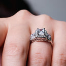 Rhodium Plated 925 Sterling Silver 3 Set Square Clear CZ Bridal Ring - BGR00552