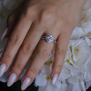 Anillo nupcial con corazón de circonita transparente chapado en rodio de plata 925 - BGR00570