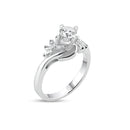 Silver 925 Rhodium Plated Clear Multi Shaped CZ Twist Fan Bridal Ring - BGR00724