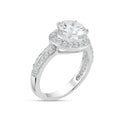 Silver 925 Rhodium Plated Clear Micro Pave Set and Round Center CZ Bridal Ring - BGR00737