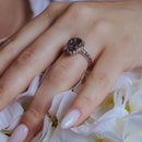 Silver 925 Rhodium Plated Pear Brown Druzy Gemstone Ring - BGR00748