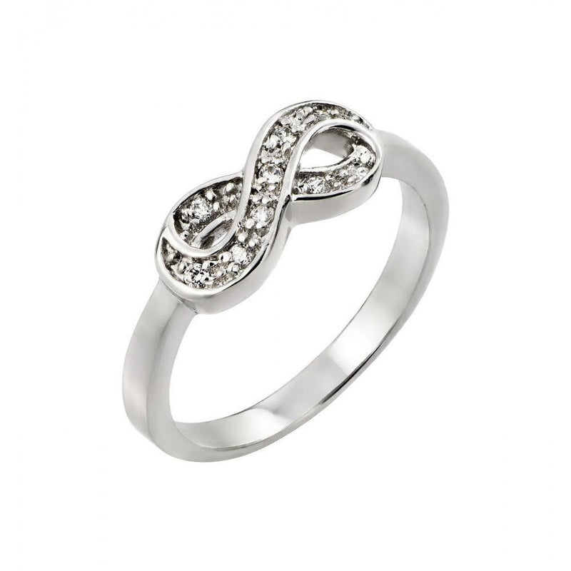 Silver 925 Rhodium Plated Clear CZ Mini Infinity Ring - BGR00769 | Silver Palace Inc.