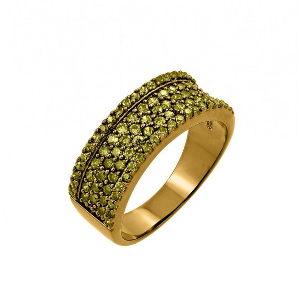 Silver 925 Gold Plated Green CZ Half Ring - BGR00770YEL | Silver Palace Inc.