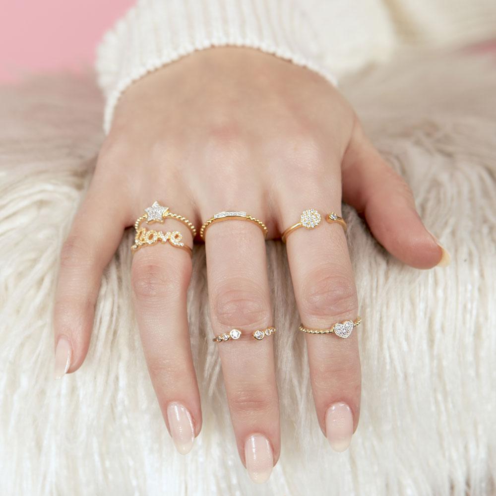 Silver 925 Gold Plated Clear CZ Love Ring - BGR00781GP