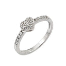 Silver 925 Rhodium Plated Clear Inlay CZ April Birthstone Heart Ring  - BGR00784APR | Silver Palace Inc.