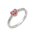 Silver 925 Rhodium Plated Clear Inlay CZ July Birthstone Heart Ring  - BGR00784JUL | Silver Palace Inc.