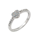 Silver 925 Rhodium Plated Clear Inlay CZ March Birthstone Heart Ring  - BGR00784MAR | Silver Palace Inc.