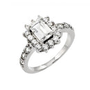 Silver 925 Rhodium Plated Clear Cluster and Square Center CZ Engagement Ring - BGR00792 | Silver Palace Inc.