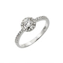 Silver 925 Rhodium Plated Clear Round CZ Bridal Ring - BGR00831 | Silver Palace Inc.