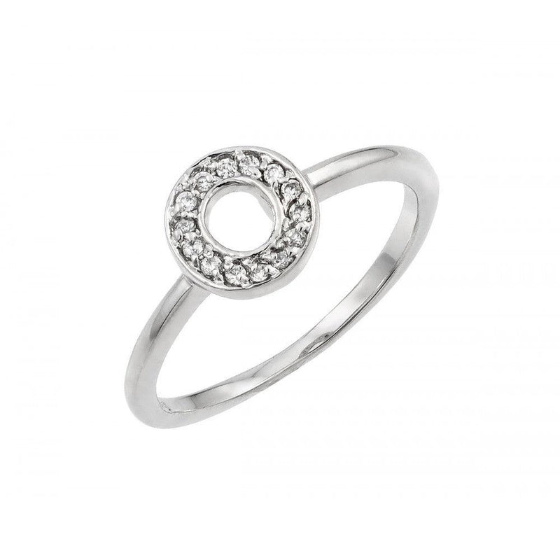 Silver 925 Rhodium Plated Pave Set Clear CZ Open Circle Ring - BGR00837 | Silver Palace Inc.