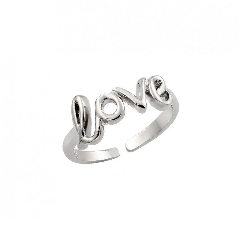 Silver 925 Rhodium Plated Love Toe Ring - BGR00843 | Silver Palace Inc.