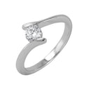 Silver 925 Rhodium Plated Single CZ Plain Ring - BGR00854 | Silver Palace Inc.