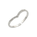 Silver 925 Rhodium Plated Clear Inlay CZ Chevron Ring - BGR00879 | Silver Palace Inc.