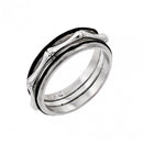 Silver 925 Rhodium and Black Rhodium Plated 2 Toned Bone Eternity Ring - BGR00888BLK | Silver Palace Inc.