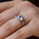 Silver 925 Rhodium Plated Clear Round Center CZ Bridal Engagement Ring - BGR00890