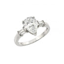Silver 925 Rhodium Plated Clear Teardrop CZ Ring - BGR00891 | Silver Palace Inc.
