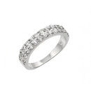 Silver 925 Rhodium Plated Clear Inlay CZ 2 Row Half Ring - BGR00902 | Silver Palace Inc.