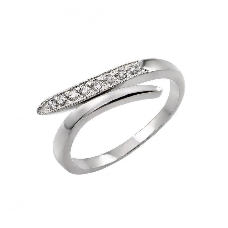 Silver 925 Rhodium Plated CZ Split Ring - BGR00905 | Silver Palace Inc.