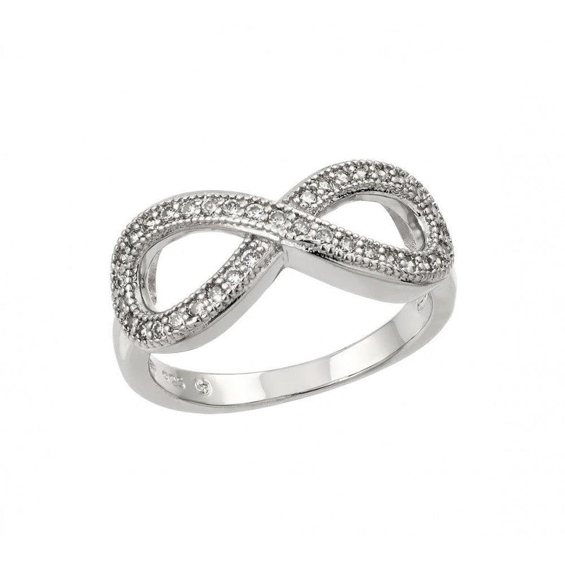 Silver 925 Rhodium Plated Clear Pave Set CZ Infinity Ring - BGR00917 | Silver Palace Inc.