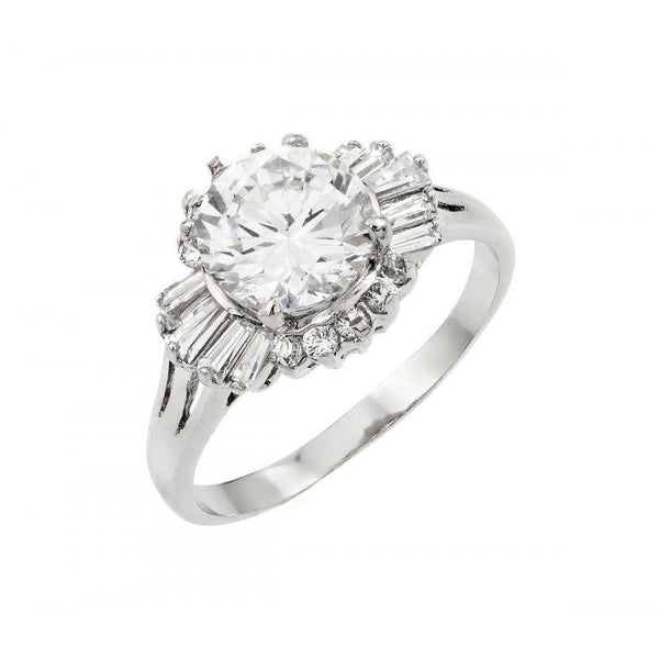 Silver 925 Rhodium Plated CZ Baguette Ring - BGR00921 | Silver Palace Inc.