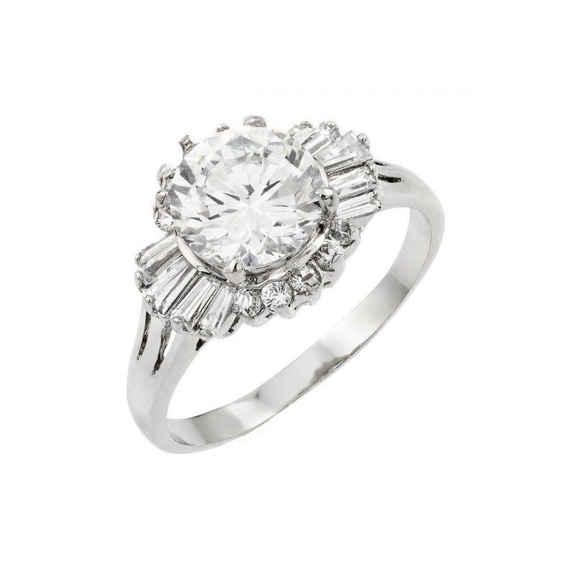 Silver 925 Rhodium Plated CZ Baguette Ring - BGR00921 | Silver Palace Inc.