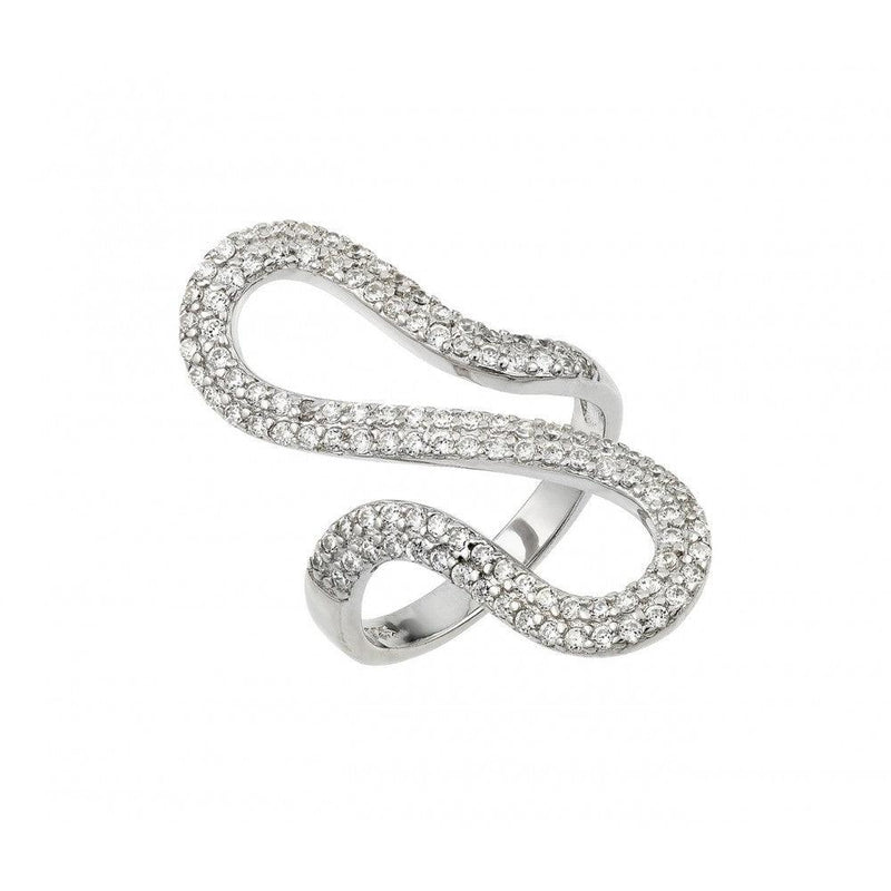 Silver 925 Rhodium Plated Wiggly Ring - BGR00925 | Silver Palace Inc.