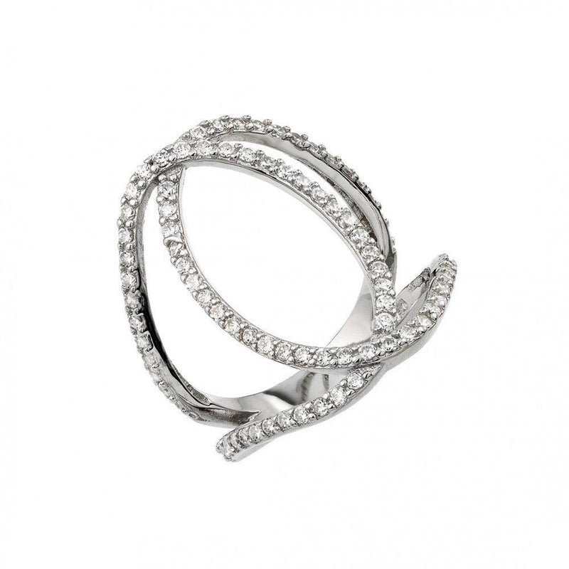 Silver 925 Rhodium Plated Interlace Ring - BGR00927 | Silver Palace Inc.