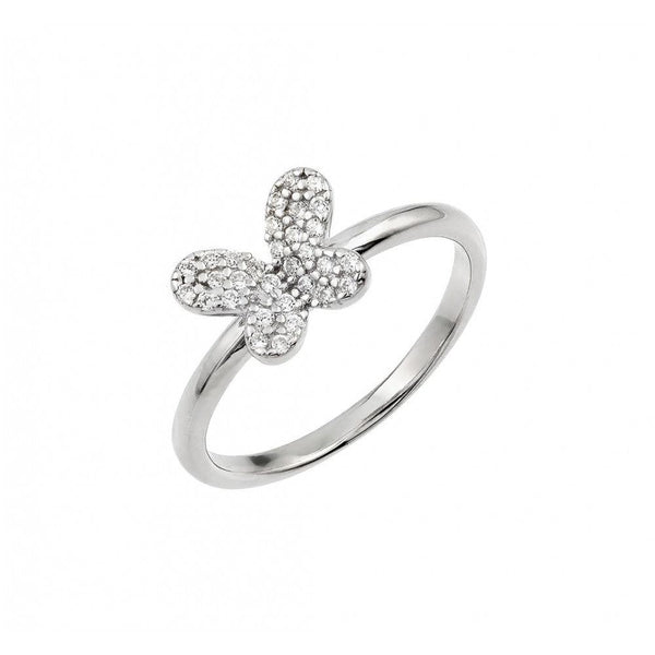 Silver 925 Rhodium Plated CZ Butterfly Ring - BGR00932 | Silver Palace Inc.
