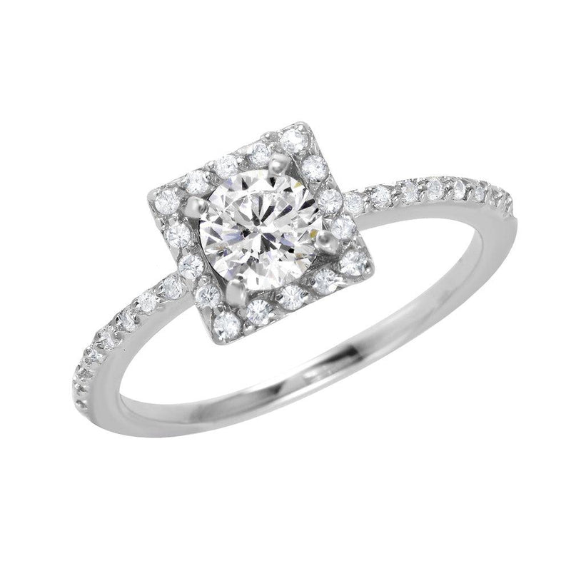 Silver 925 Rhodium Plated Round Clear Pave Set and Center CZ - BGR00943 | Silver Palace Inc.