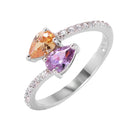 Silver 925 Rhodium Plated Multi Color Teardrop and Round Pave Set CZ Ring - BGR00944 | Silver Palace Inc.