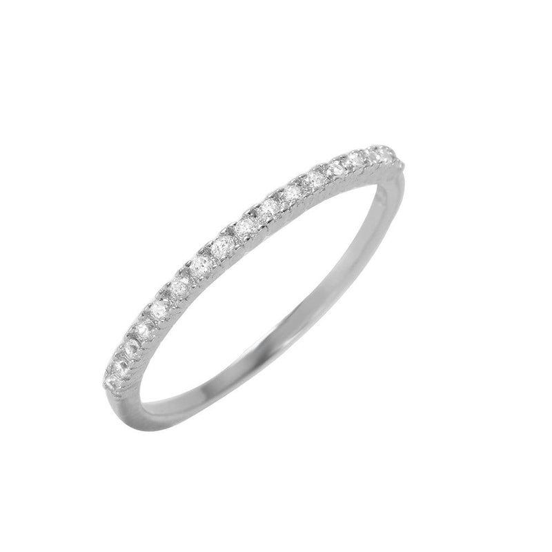 Silver 925 Rhodium Plated Half Clear Pave Set CZ Ring - BGR00945 | Silver Palace Inc.