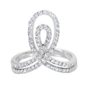 Silver 925 Rhodium Plated Clear Pave Set Double Loop Ring - BGR00946 | Silver Palace Inc.