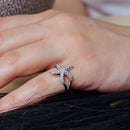 Silver 925 Rhodium Plated Clear Pave Set CZ Skinny Starfish Ring - BGR00949