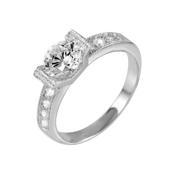 Silver 925 Rhodium Plated CZ Ring - BGR00953 | Silver Palace Inc.