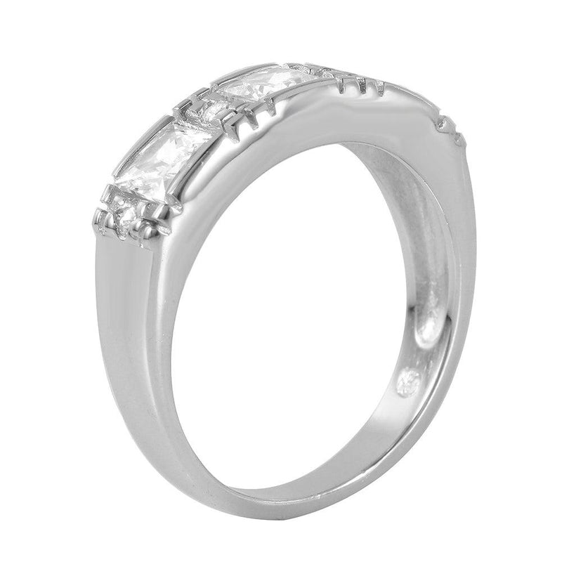 Silver 925 Rhodium Plated Princess CZ Ring - BGR00955