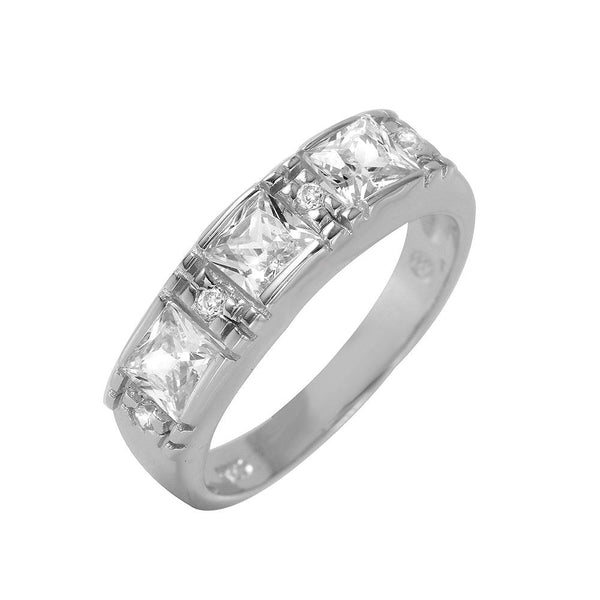 Silver 925 Rhodium Plated Princess CZ Ring - BGR00955 | Silver Palace Inc.