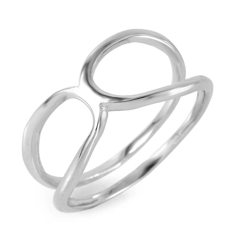 Silver 925 Rhodium Plated Open Pringle Hyperbolic Paraboloid Ring - BGR00958 | Silver Palace Inc.