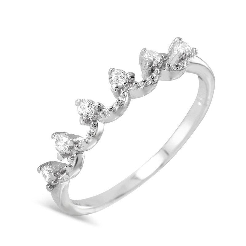 Silver 925 Rhodium Plated Open Adjustable CZ Ring - BGR00961 | Silver Palace Inc.