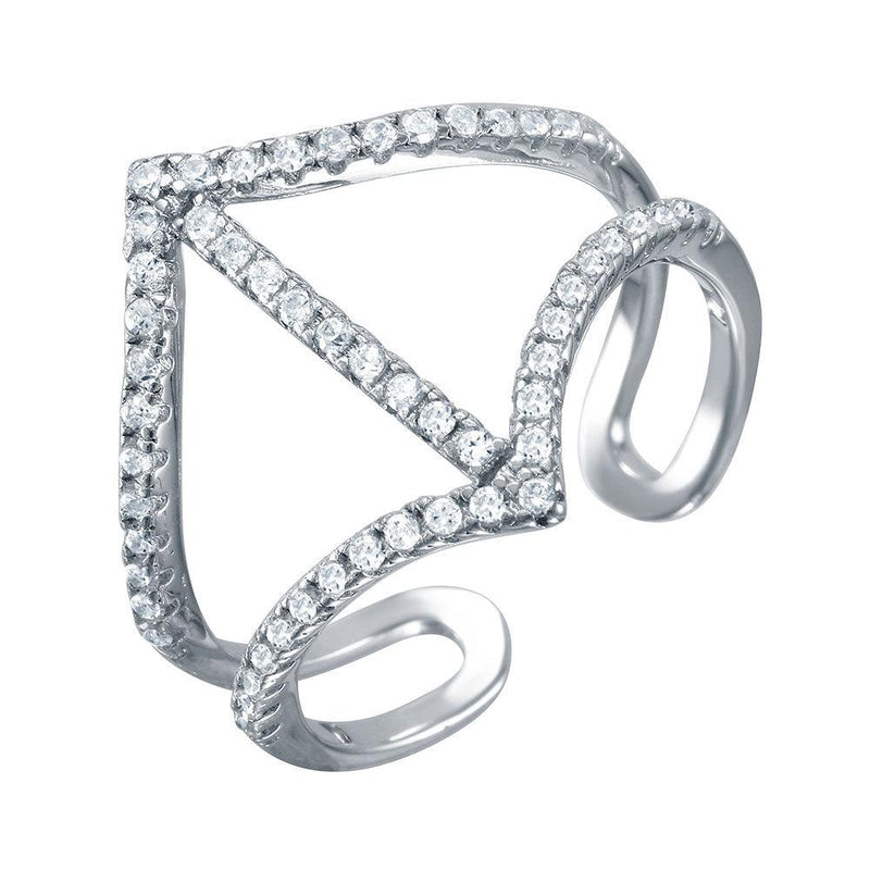 Silver 925 Rhodium Plated Open Shank CZ Encrusted Ring - BGR00964 | Silver Palace Inc.