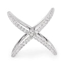 Silver 925 Rhodium Plated Wavy X Ring - BGR00965