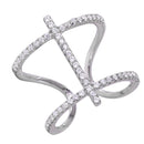 Silver 925 Rhodium Plated Open Pringle Hyperbolic Paraboloid and Perpendicular Stick Ring - BGR00967 | Silver Palace Inc.