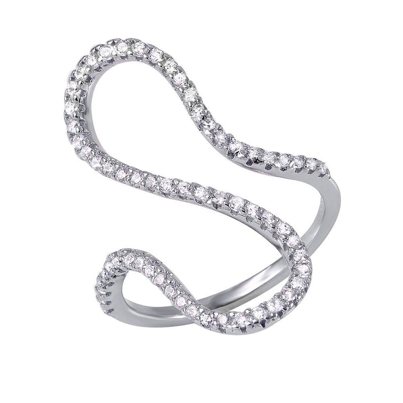 Silver 925 Rhodium Plated S CZ Ring - BGR00969 | Silver Palace Inc.