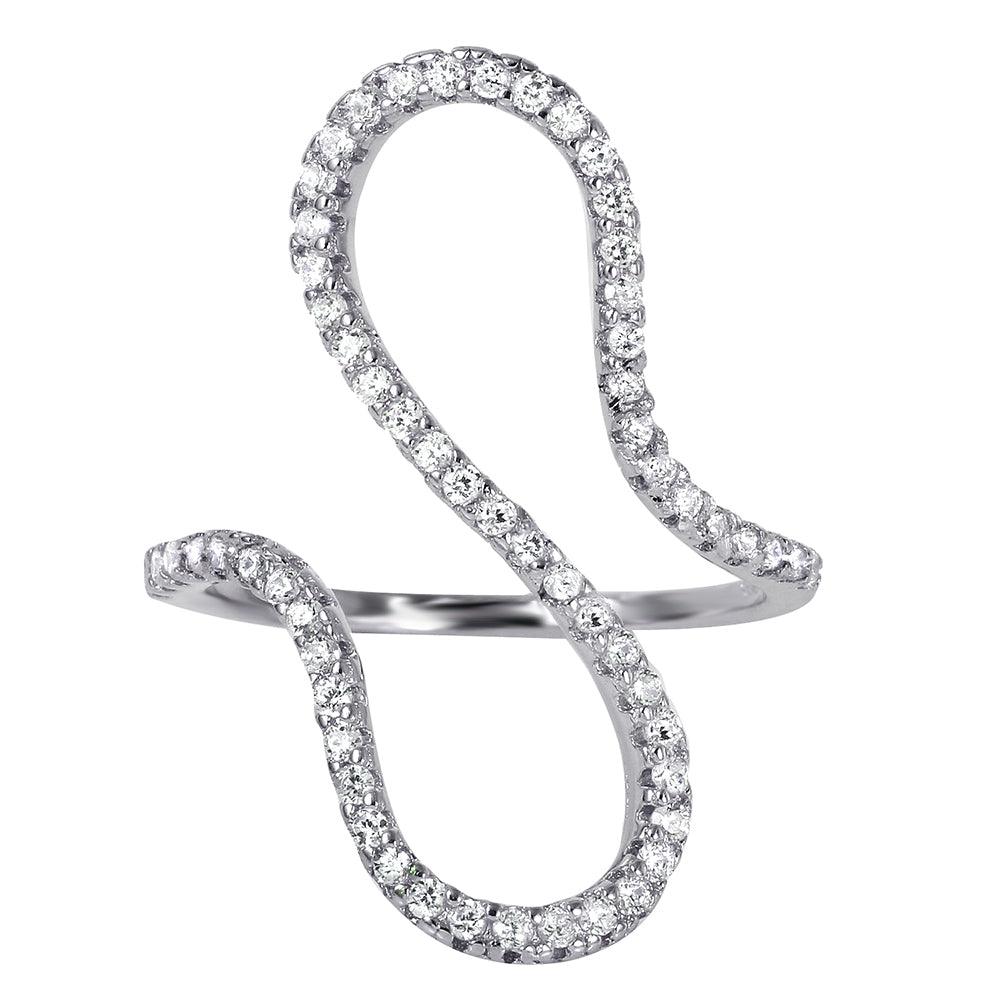 Silver 925 Rhodium Plated S CZ Ring - BGR00969