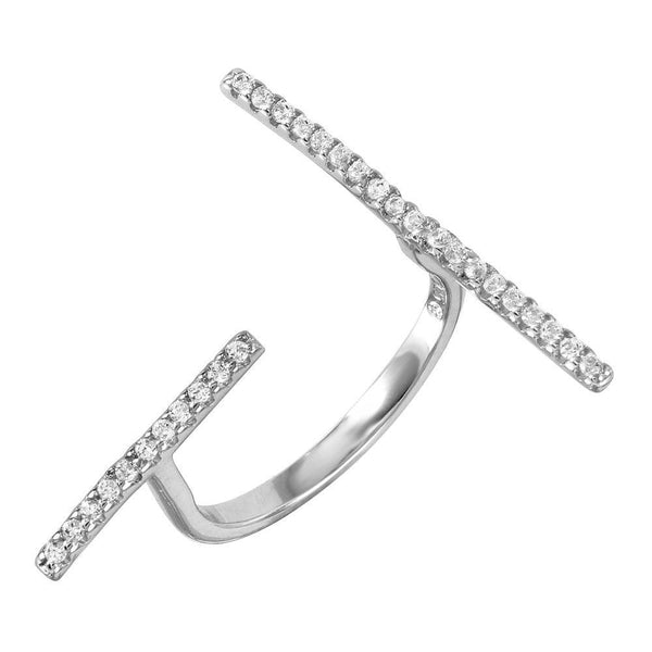 Silver 925 Rhodium Plated CZ Open End Ring - BGR00976 | Silver Palace Inc.