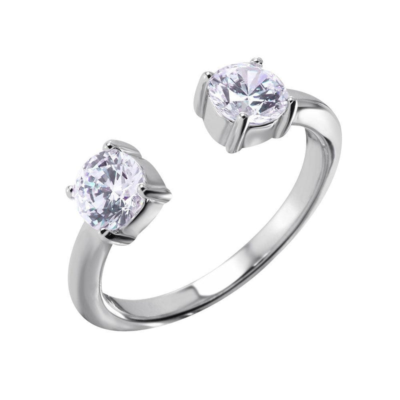 Silver 925 Open Ring with CZ End Caps - BGR00983 | Silver Palace Inc.