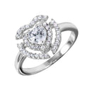 Silver 925 Heart Shaped Ring With CZ Centerpiece and Accents - BGR00990 | Silver Palace Inc.