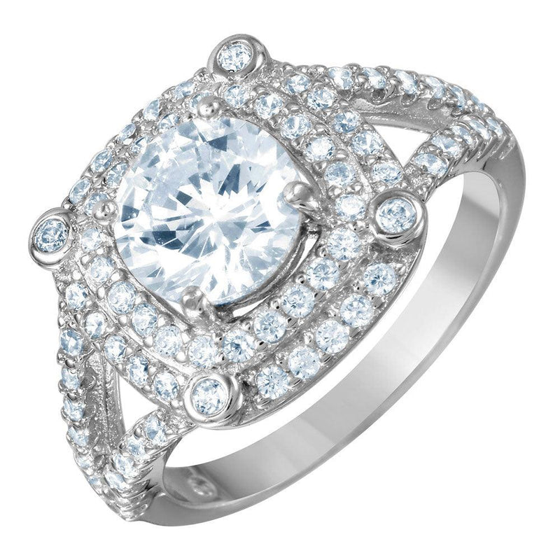 Silver 925 Rhodium Plated Square CZ Ring - BGR00994 | Silver Palace Inc.