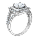 Silver 925 Rhodium Plated Square CZ Ring - BGR00994