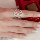 Silver 925 Rhodium Plated Split Shank CZ Accented Infinity Symbol Ring - BGR00997