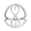 Silver 925 Rhodium Plated Split Shank CZ Accented Infinity Symbol Ring - BGR00997